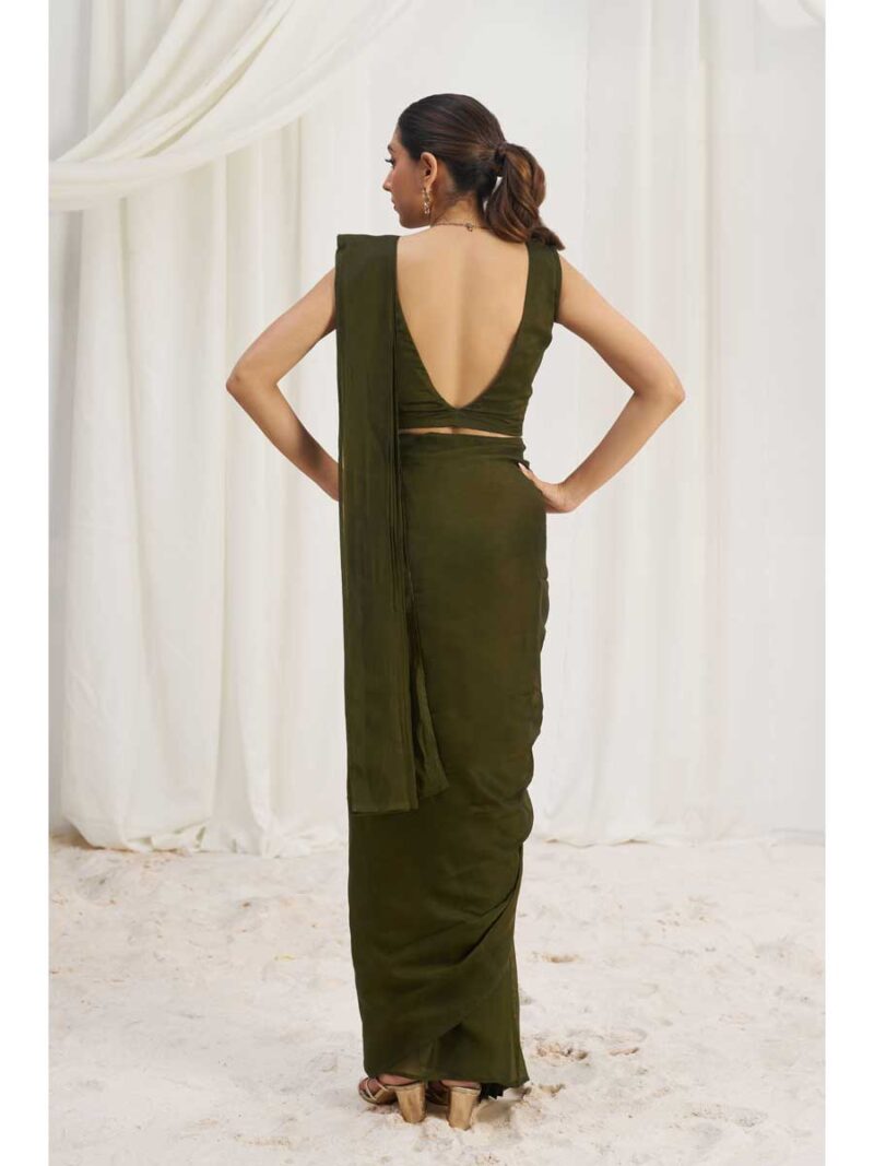 Olive Color Olive Saree - Image 2