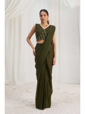 Olive Color Olive Saree