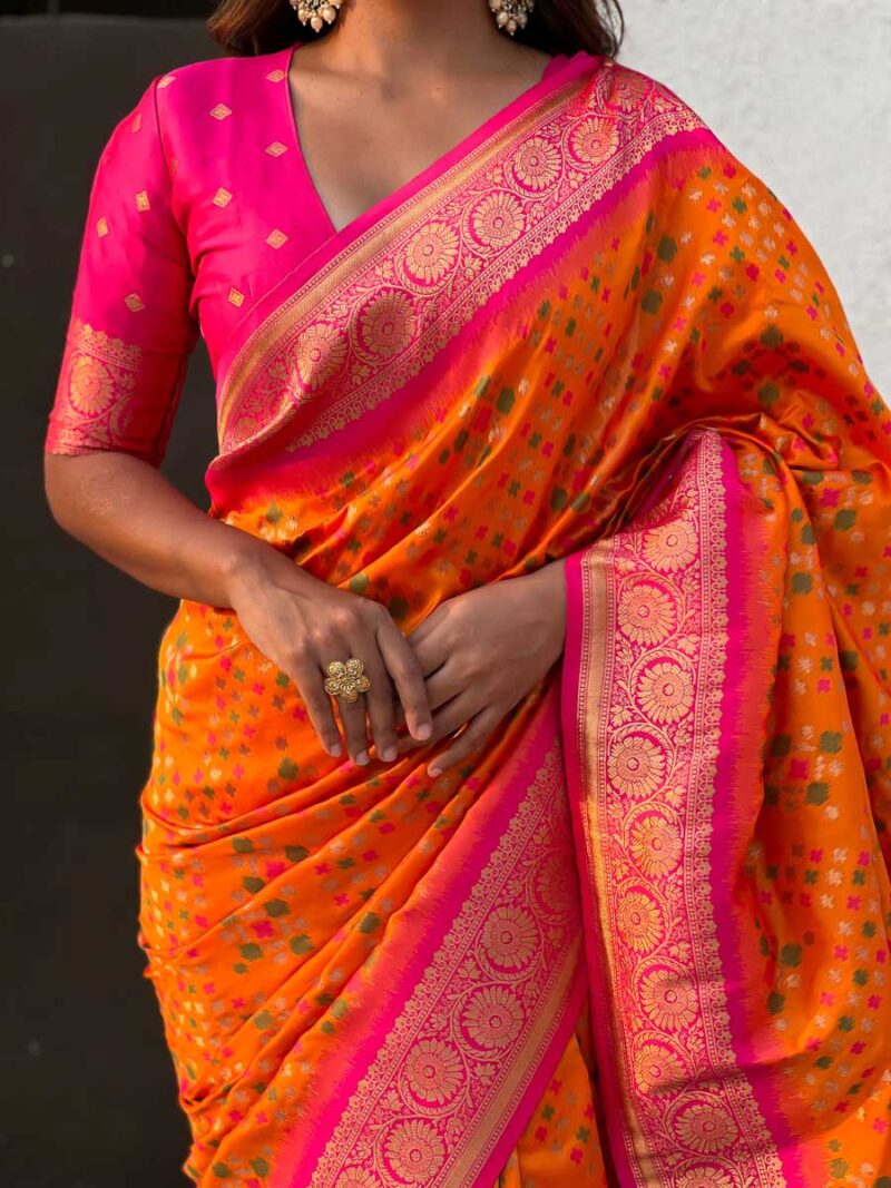 Orange Color Red Saree - Image 3