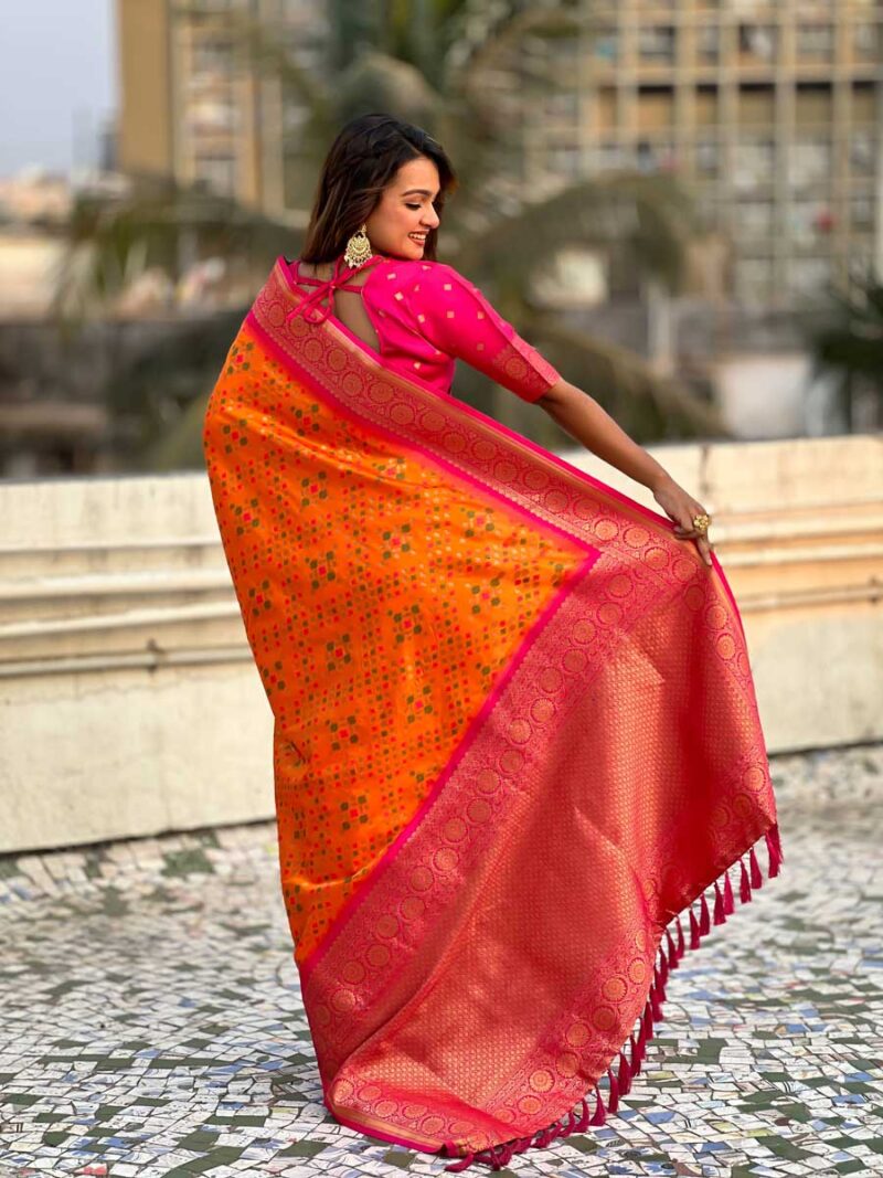 Orange Color Red Saree - Image 2