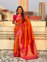 Orange Color Red Saree