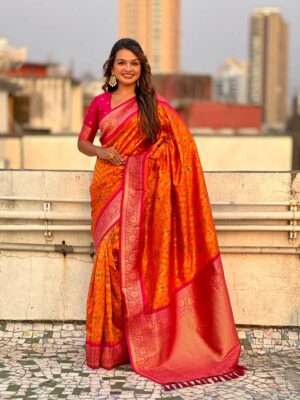 Orange Color Red Saree