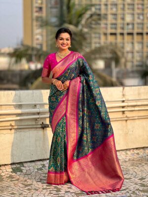 Green Color Pink Saree
