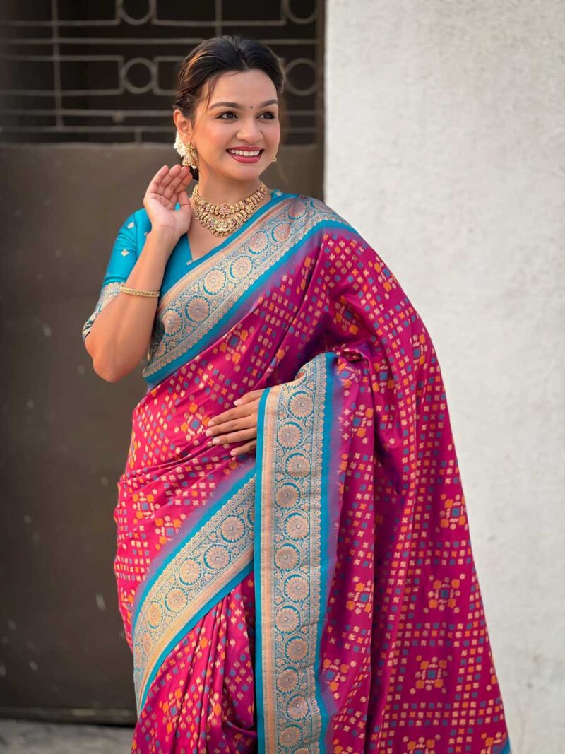 Maroon Color Firozi Saree - Image 3