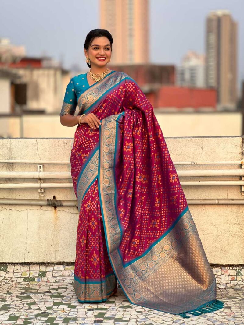 Maroon Color Firozi Saree - Image 4