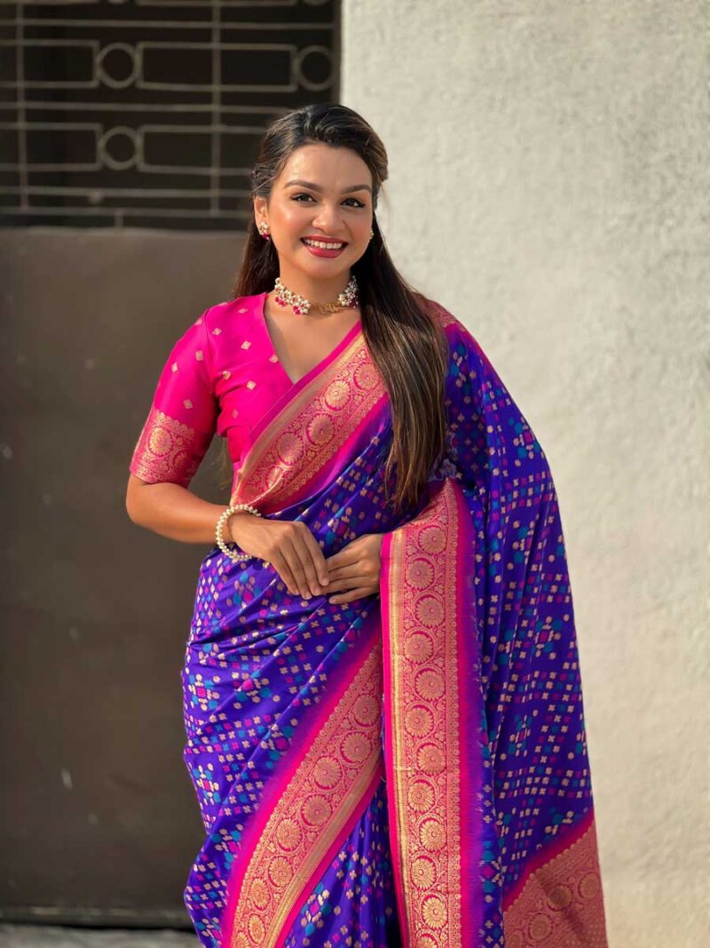 Purple Color Red Saree - Image 3