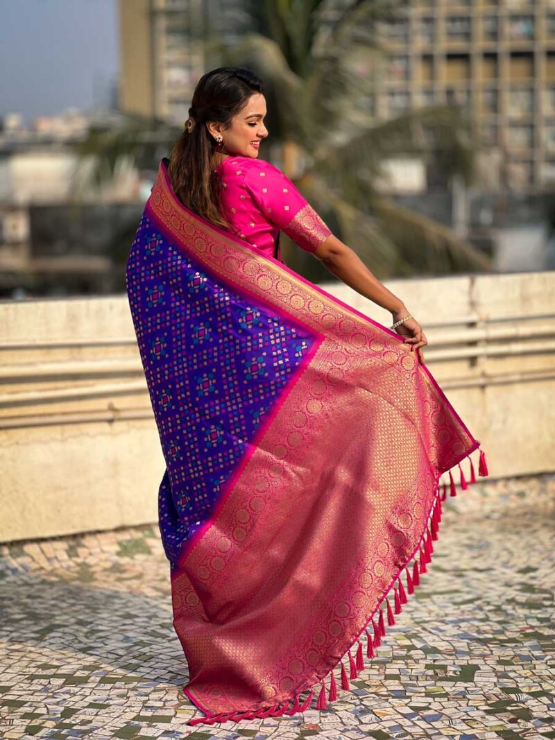 Purple Color Red Saree - Image 2