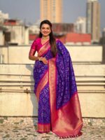 Purple Color Red Saree