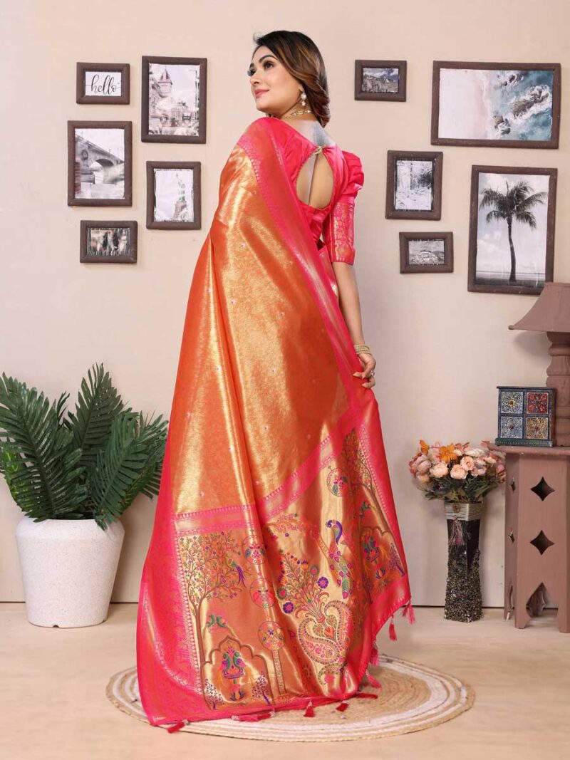 Orange Color Red Saree - Image 2