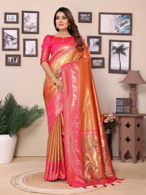 Orange Color Red Saree