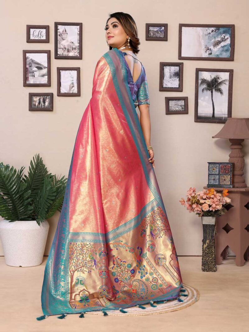 Pink Color Firozi Saree - Image 2