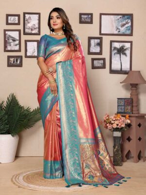 Pink Color Firozi Saree