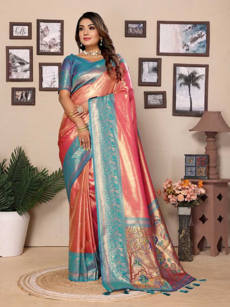 Pink Color Firozi Saree