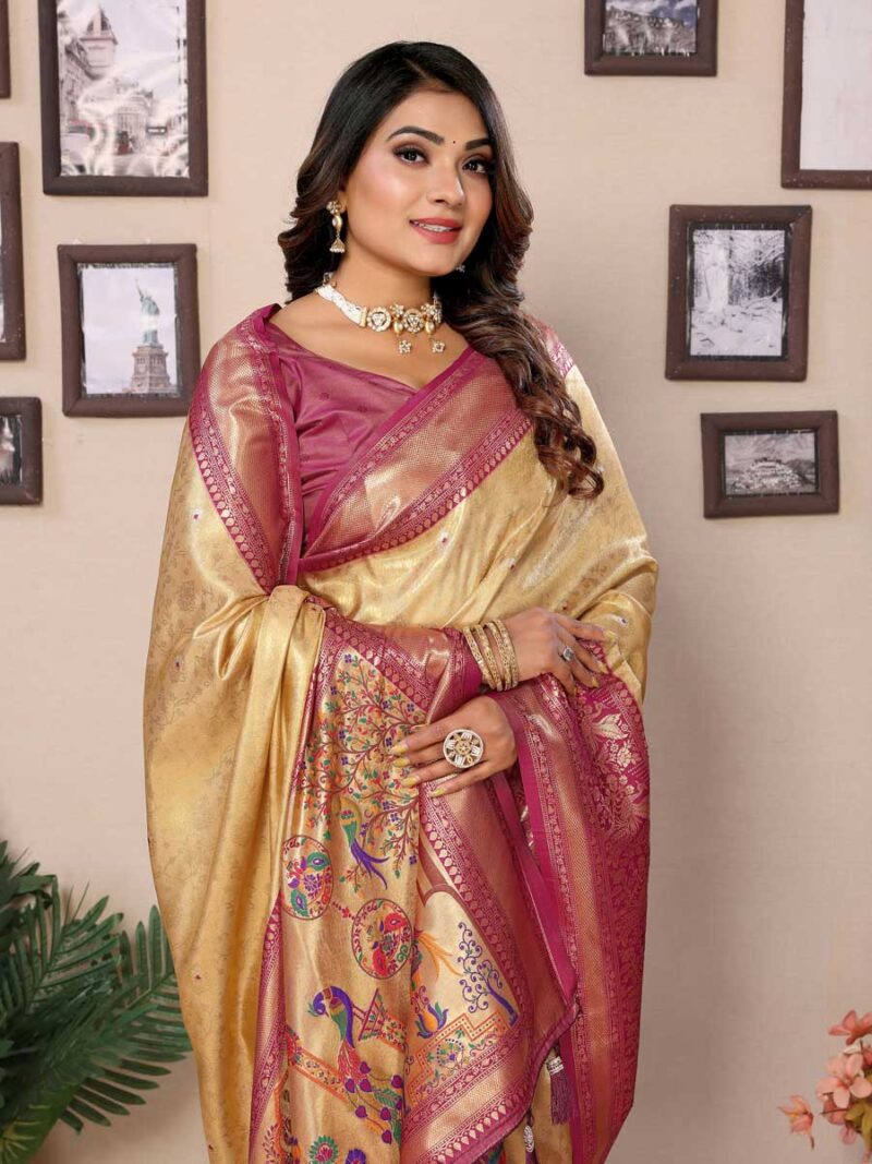 Beige Color Wine Saree - Image 3