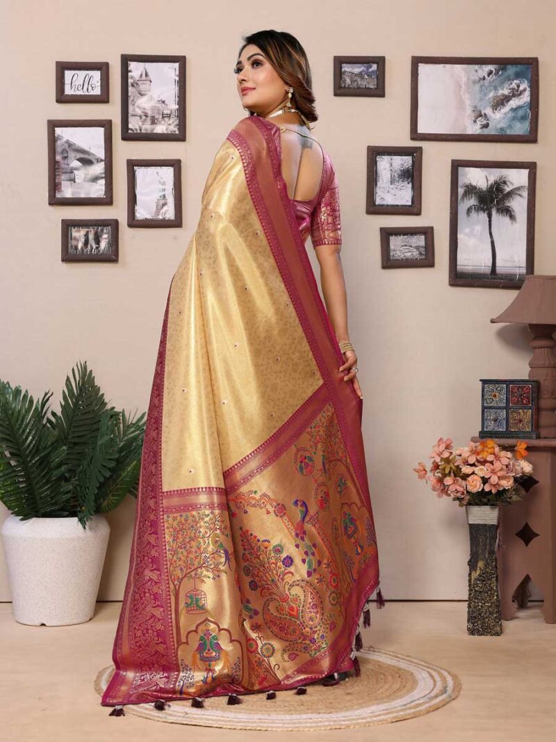 Beige Color Wine Saree - Image 2