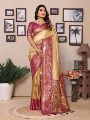 Beige Color Wine Saree