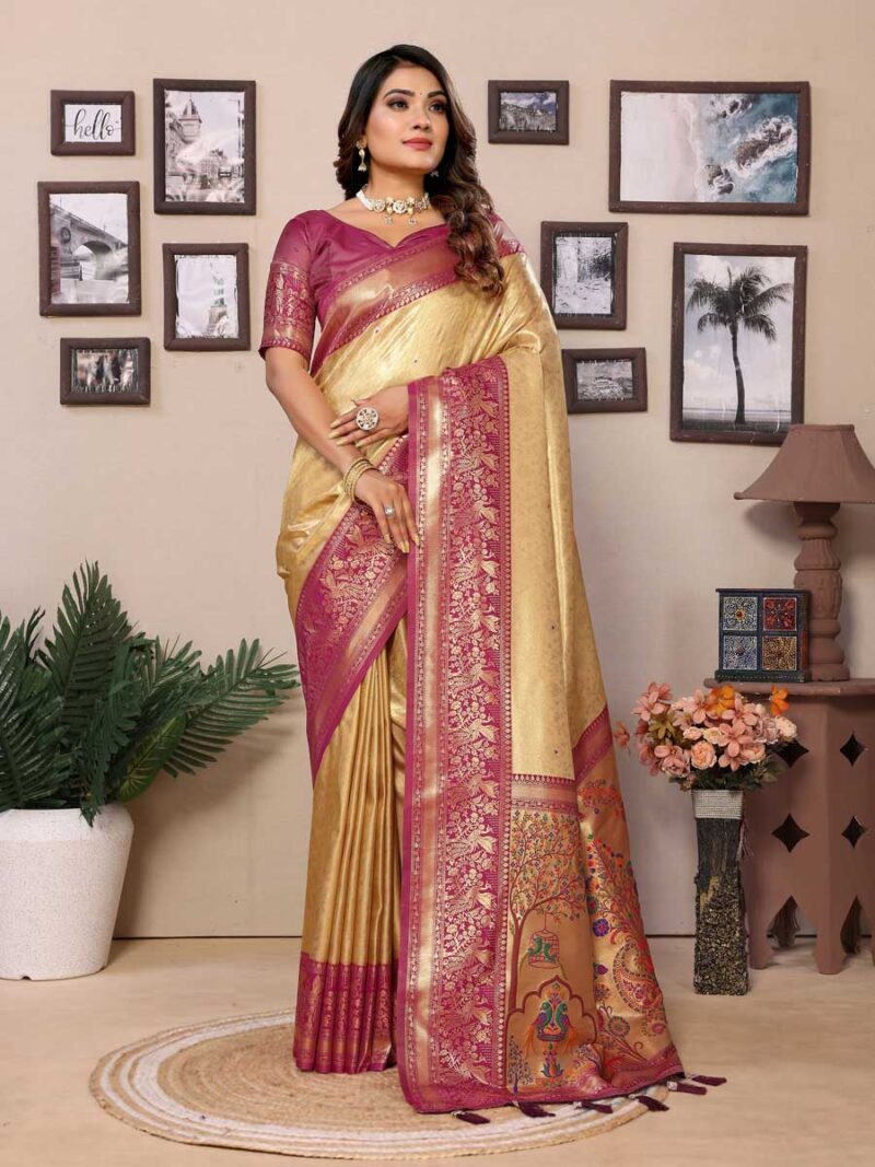Beige Color Wine Saree