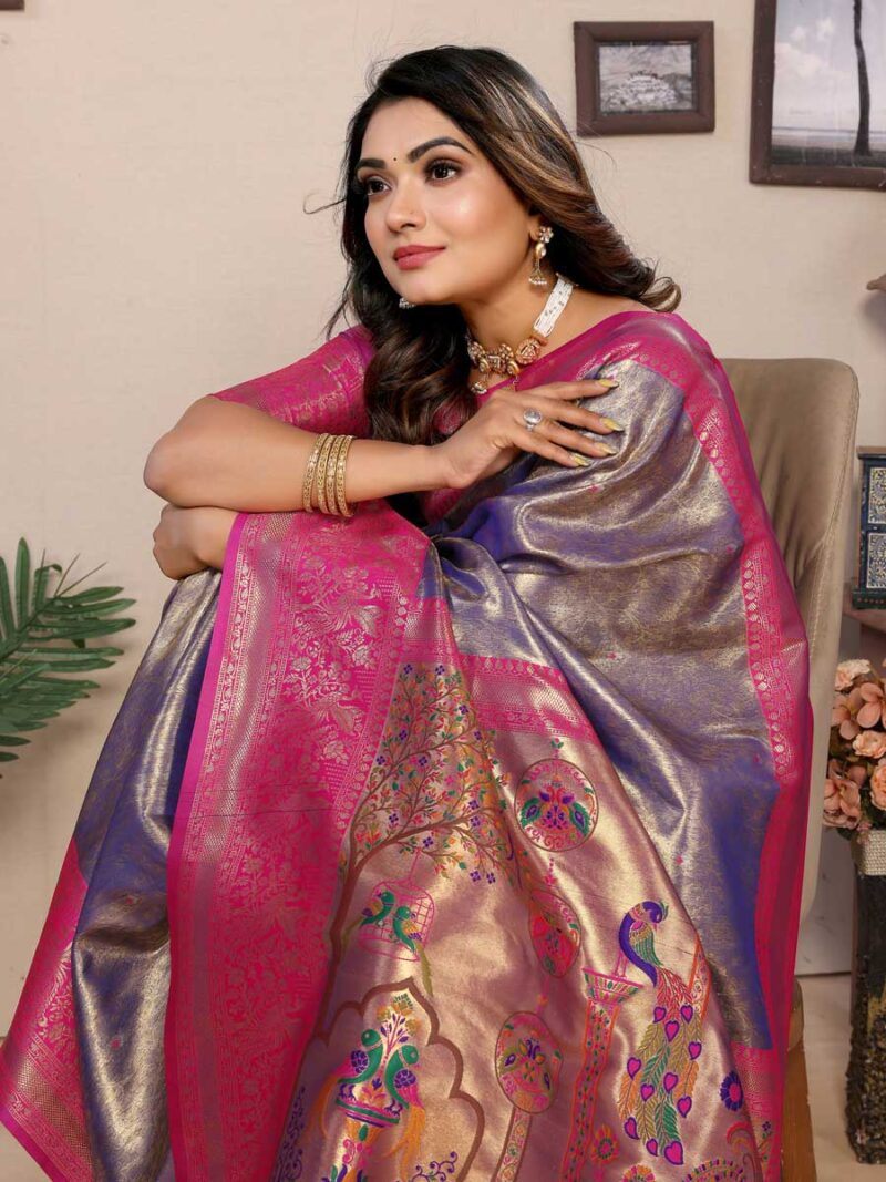 Lavender Color Pink Saree - Image 3