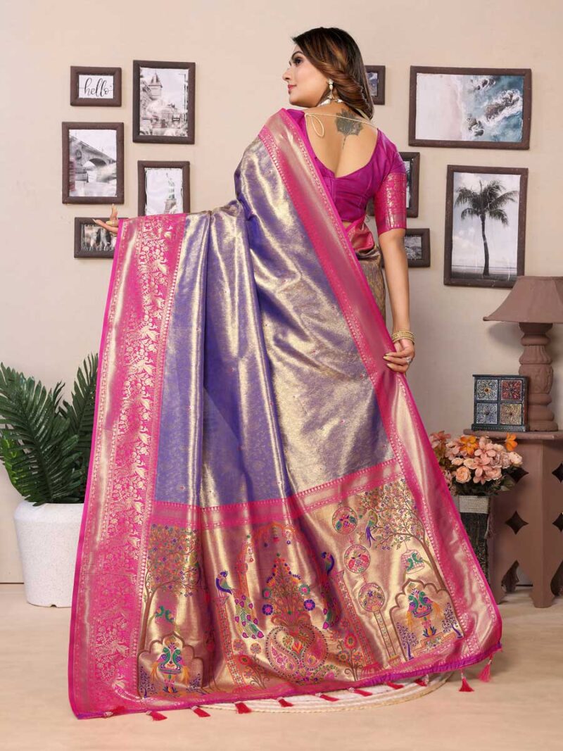 Lavender Color Pink Saree - Image 2
