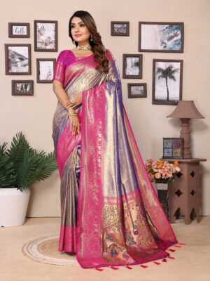 Lavender Color Pink Saree