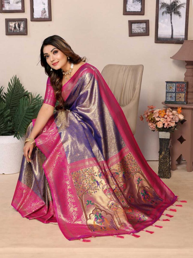 Lavender Color Pink Saree - Image 4