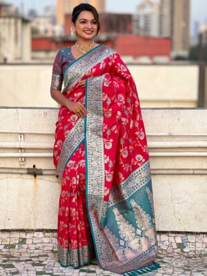Red Color Teal Saree
