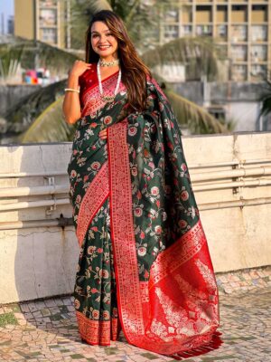 Green Color Red Saree