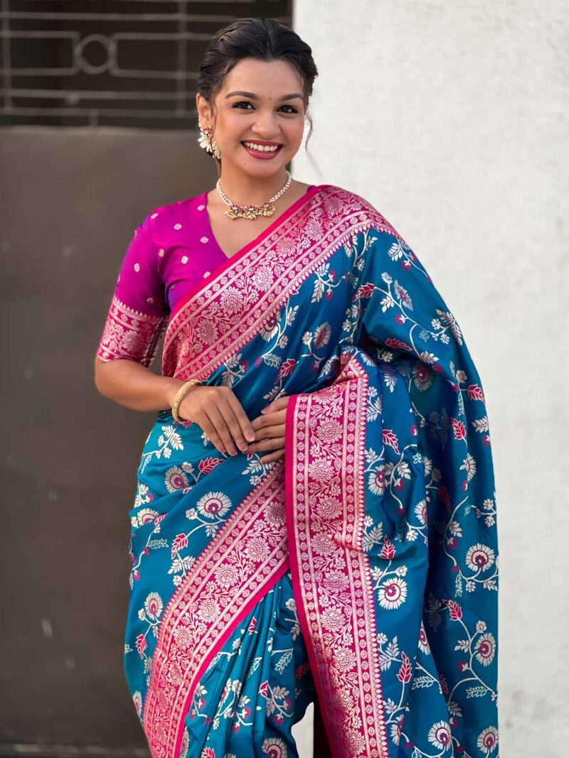 Blue Color Purple Saree - Image 3