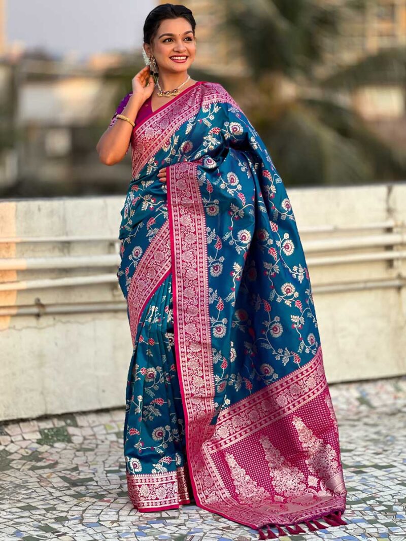 Blue Color Purple Saree - Image 4