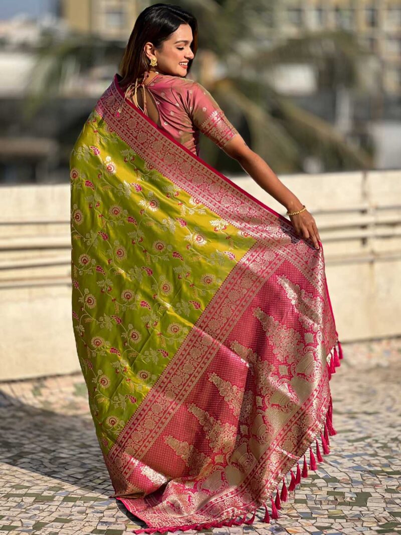 Mahandi Color Burgundy Saree - Image 2