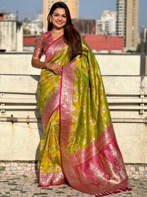 Mahandi Color Burgundy Saree