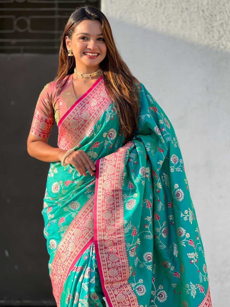 Rama Color Cherry Saree - Image 3