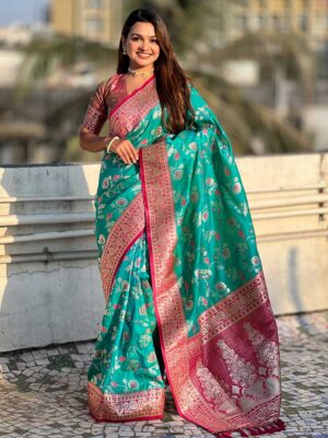 Rama Color Cherry Saree