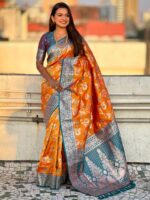 Orange Color Grey Saree