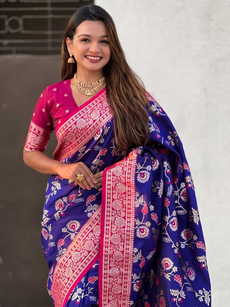 Royal Blue Color Cherry Saree - Image 3