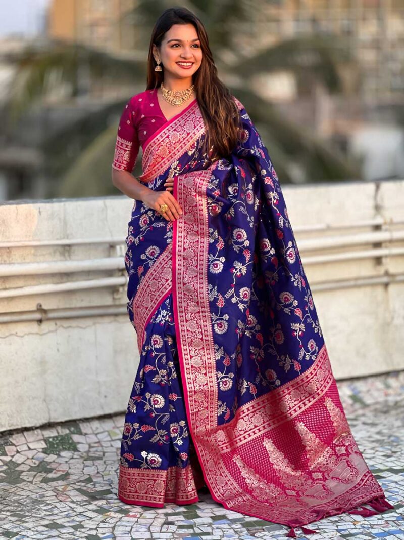 Royal Blue Color Cherry Saree - Image 4
