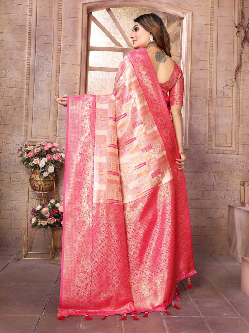 Peach Color Red Saree - Image 2