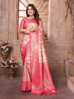 Peach Color Red Saree