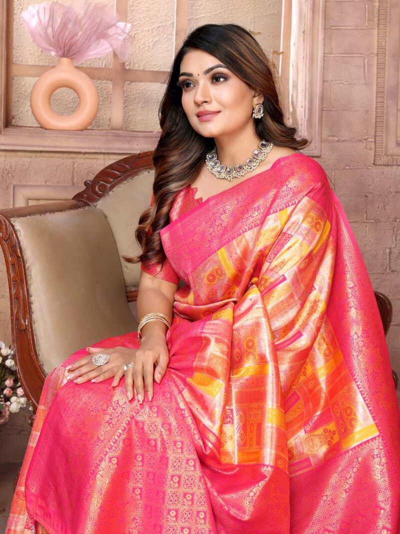 Orange Color Pink Saree - Image 3