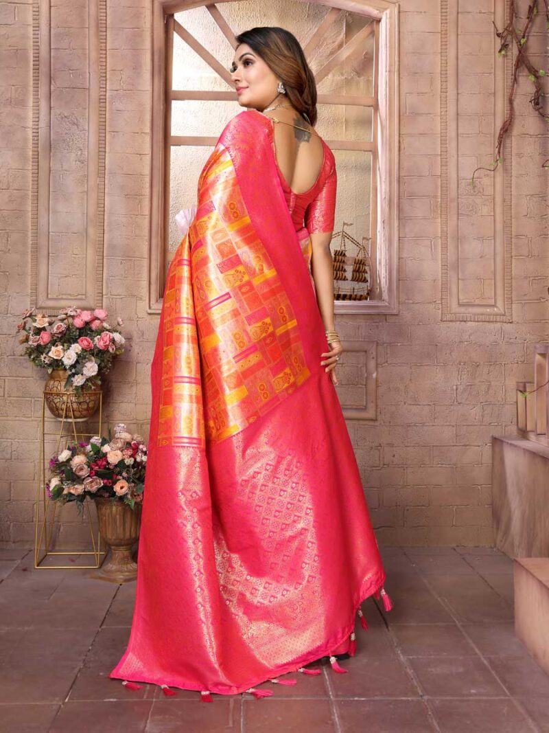 Orange Color Pink Saree - Image 2