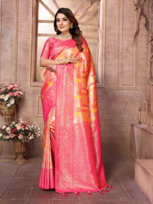 Orange Color Pink Saree