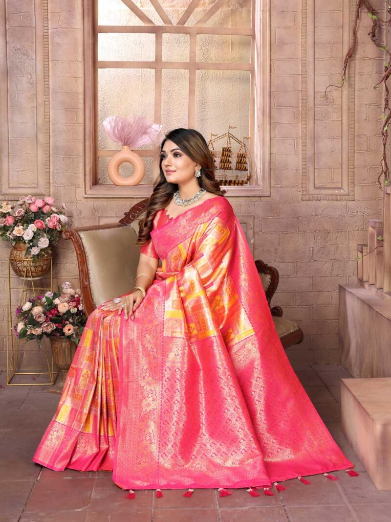 Orange Color Pink Saree - Image 4