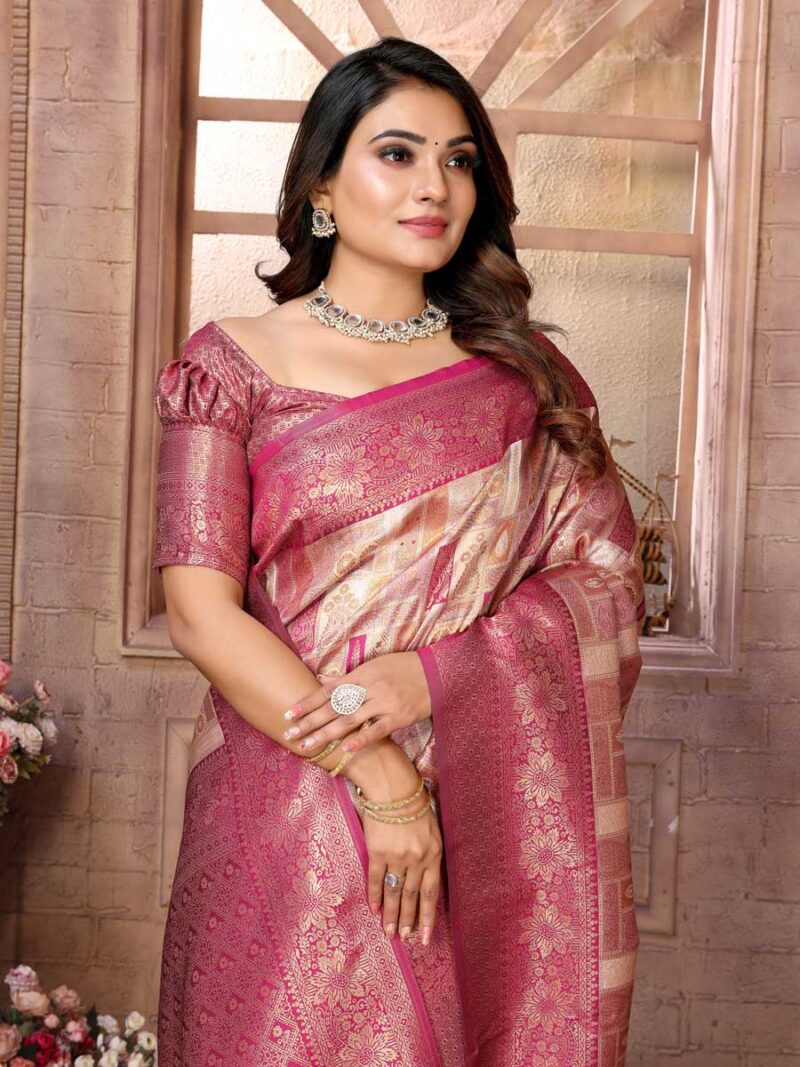 Beige Color Wine Saree - Image 3