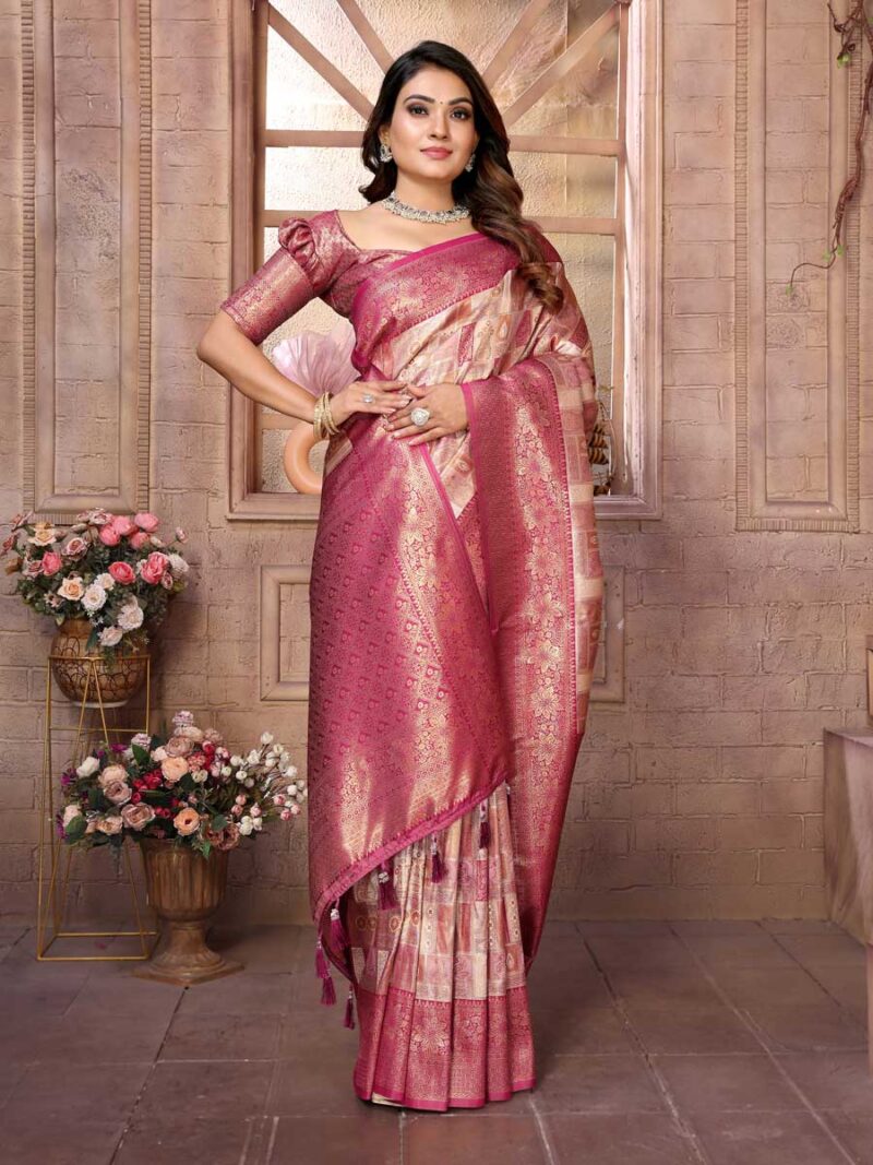 Beige Color Wine Saree - Image 4