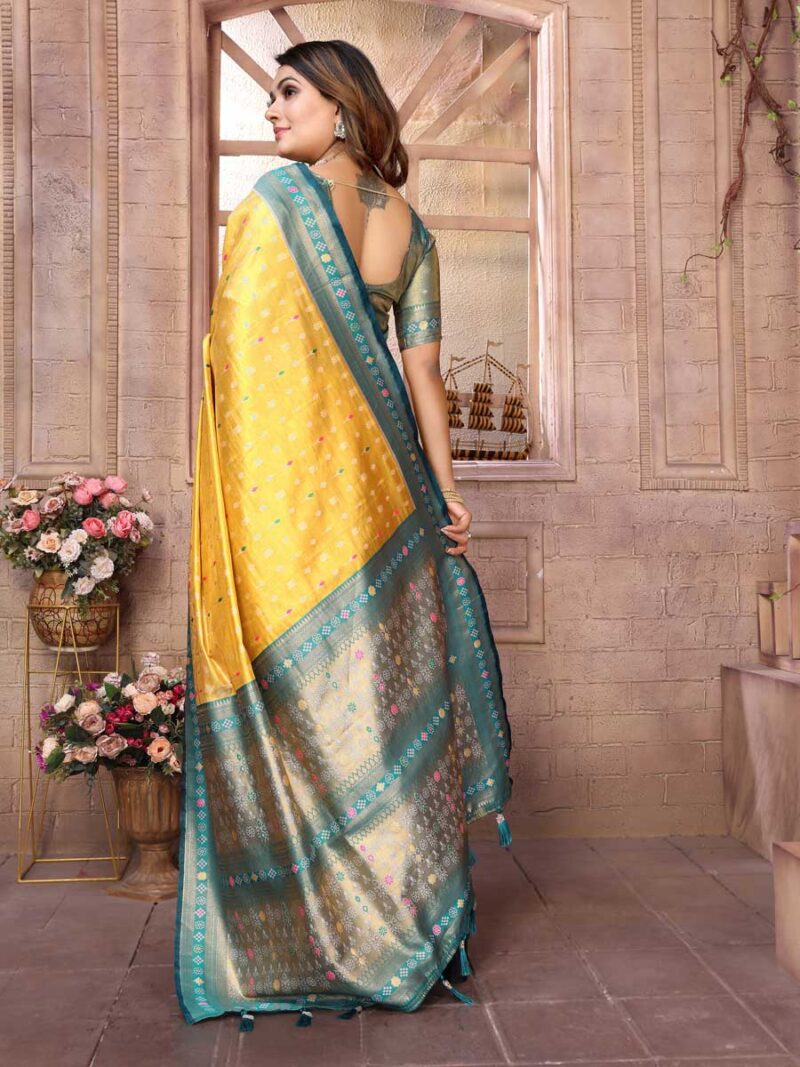 Mustard Color Green Saree - Image 2