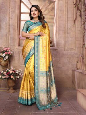 Mustard Color Green Saree
