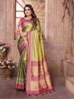 Green Color Pink Saree
