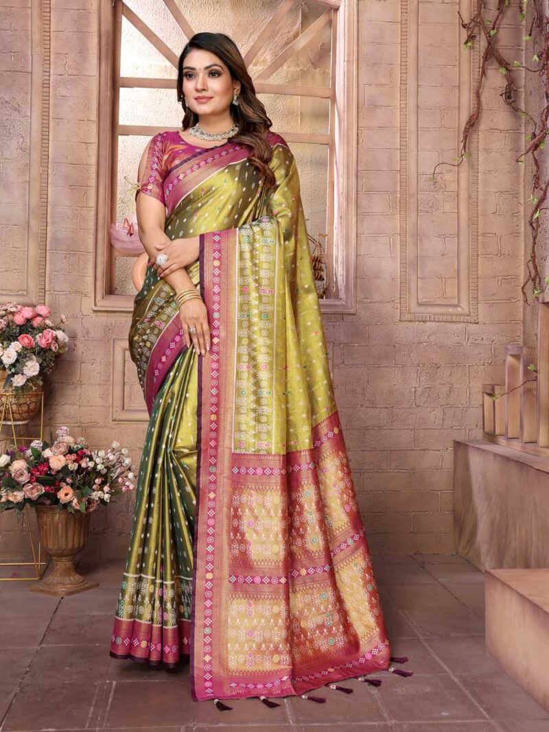 Green Color Pink Saree