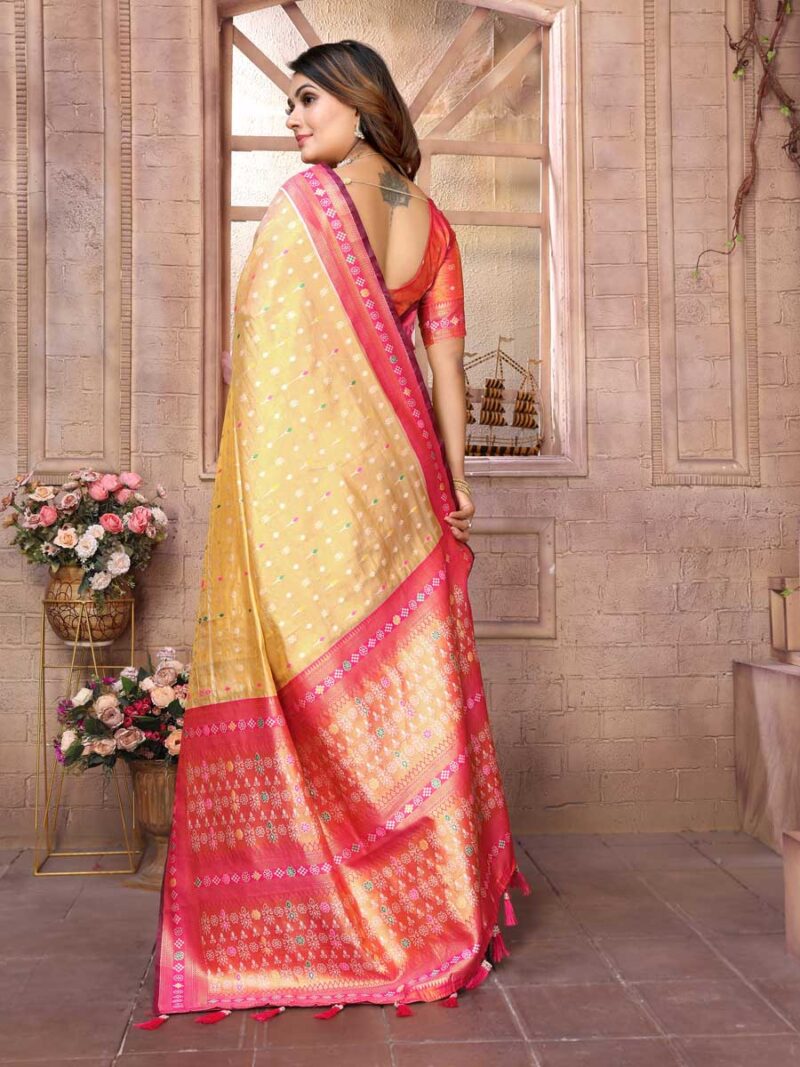 Yellow Color Pink Saree - Image 2