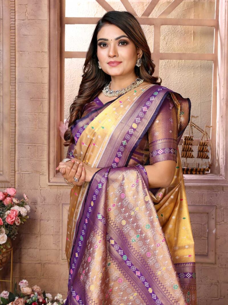 Yellow Color Lavender Saree - Image 3